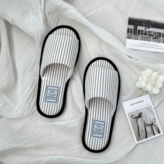 라벨라코 어스 사계절 스트라이프 룸슈즈, 크림, 2개