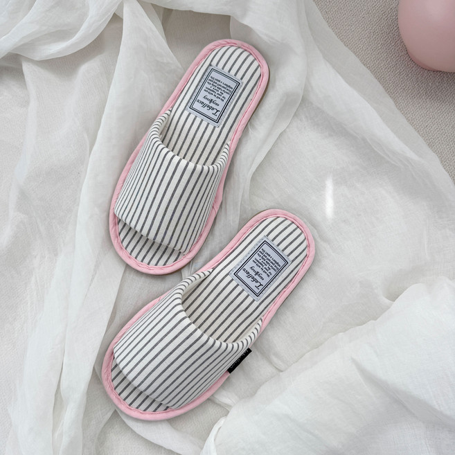 라벨라코 어스 사계절 스트라이프 룸슈즈, 크림, 1개