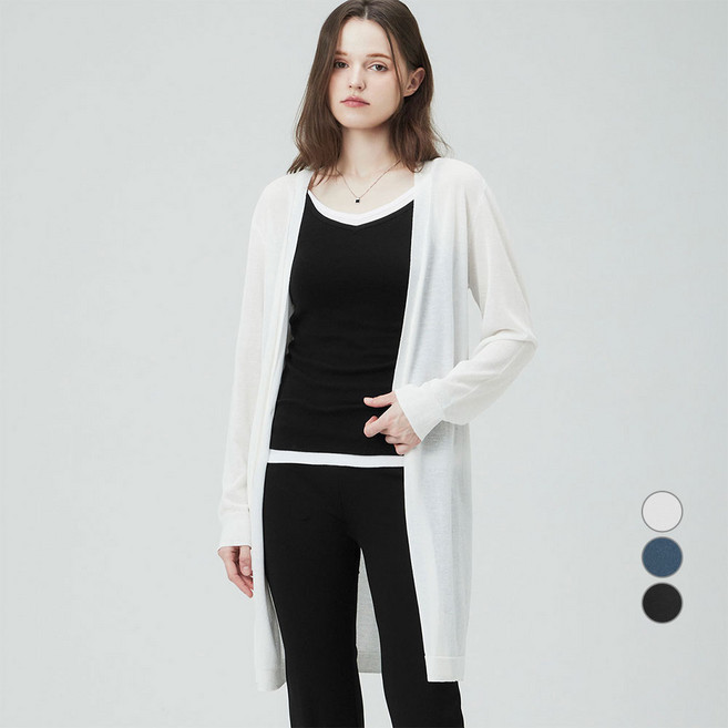 ELLEPARIS 여성용 여름 에어리 데일리 롱 가디건