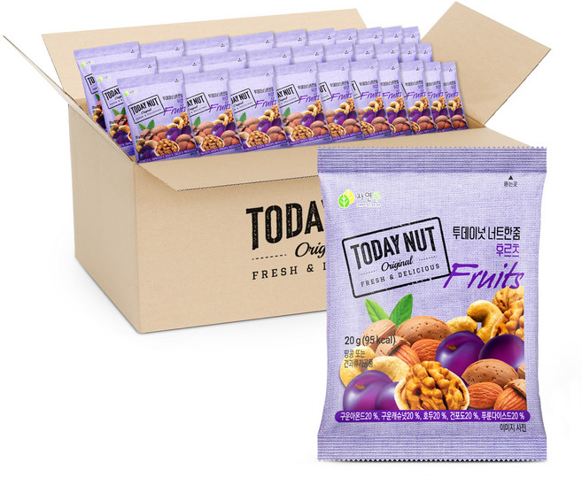 투데이넛 너트한줌 믹스넛 후르츠 실속형, 20g, 100개