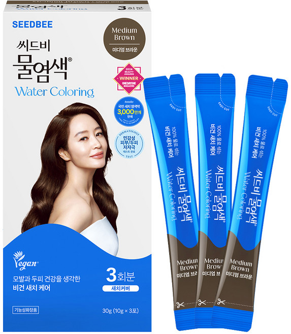 씨드비 프리미엄 물 염색제 3회분, 미디엄브라운, 1개