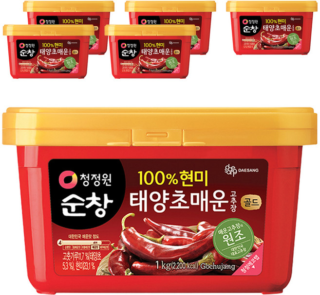 청정원순창 태양초 매운고추장 골드, 1kg, 6개