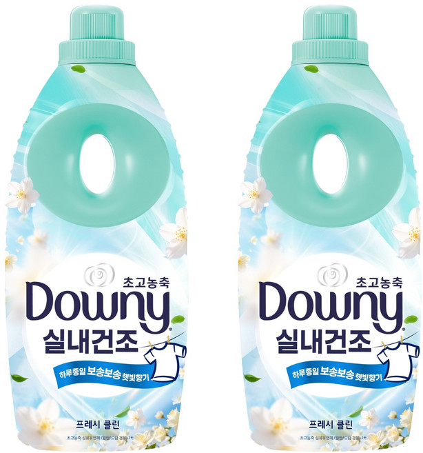 다우니 실내건조 초고농축 섬유유연제 프레시 클린 본품, 1L, 2개