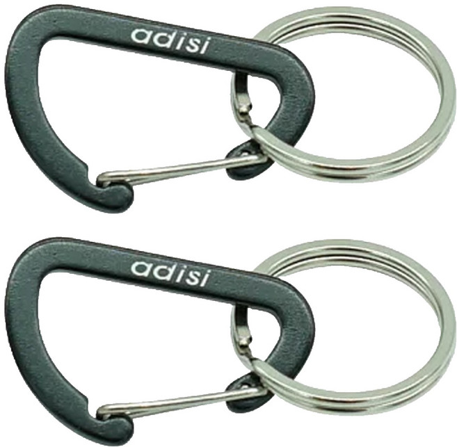 ADISI D型鋁鉤環 AS20030 4mm 陽極黑 輕巧耐用 鑰匙圈 登山露營, 2個