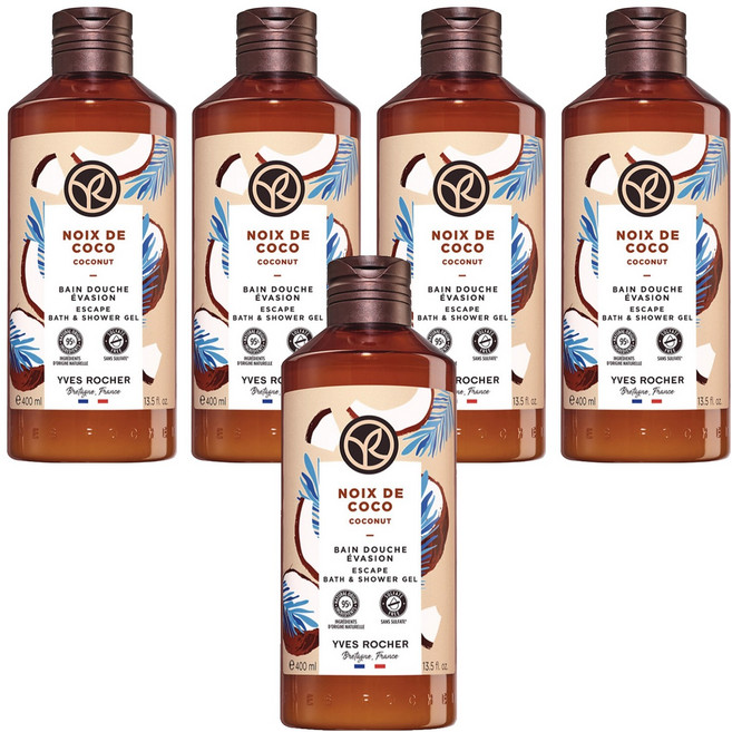 YVES ROCHER 伊夫黎雪 Escape沐浴露 椰香, 400ml, 5瓶