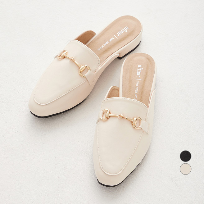 afinar 女款基本款鍊條裝飾穆勒鞋, 象牙白, 250