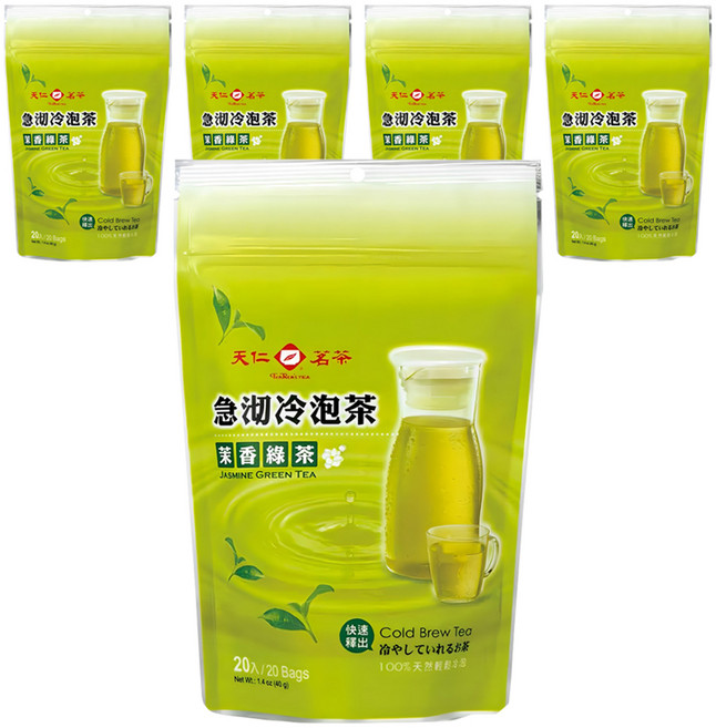 天仁茗茶 急沏冷泡茉香綠茶, 2g, 20包, 5袋