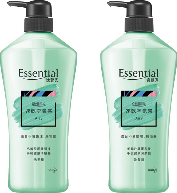 Essential 逸萱秀 速乾空氣感洗髮精 適合不易整理、扁塌髮, 700ml, 2瓶
