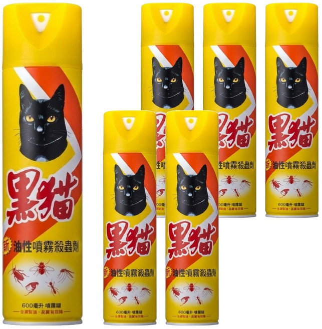 黑貓 油性噴霧殺蟲劑, 600ml, 6瓶