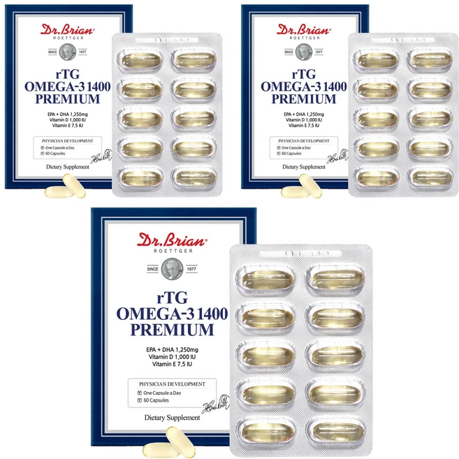 닥터브라이언 프리미엄 rTG 오메가3 1400 84g, 60정, 3개 - 쿠팡