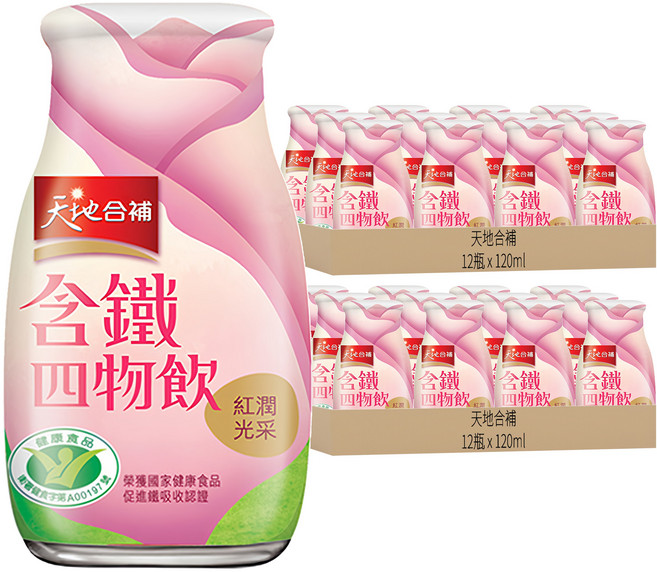 天地合補 含鐵玫瑰四物飲, 12瓶, 120ml, 2盒