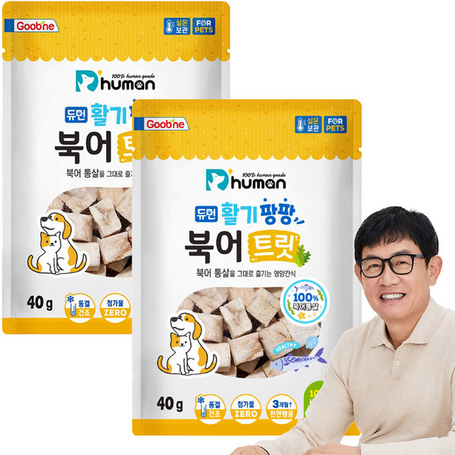 듀먼 반려동물 활기팡팡 트릿, 북어, 40g, 2개