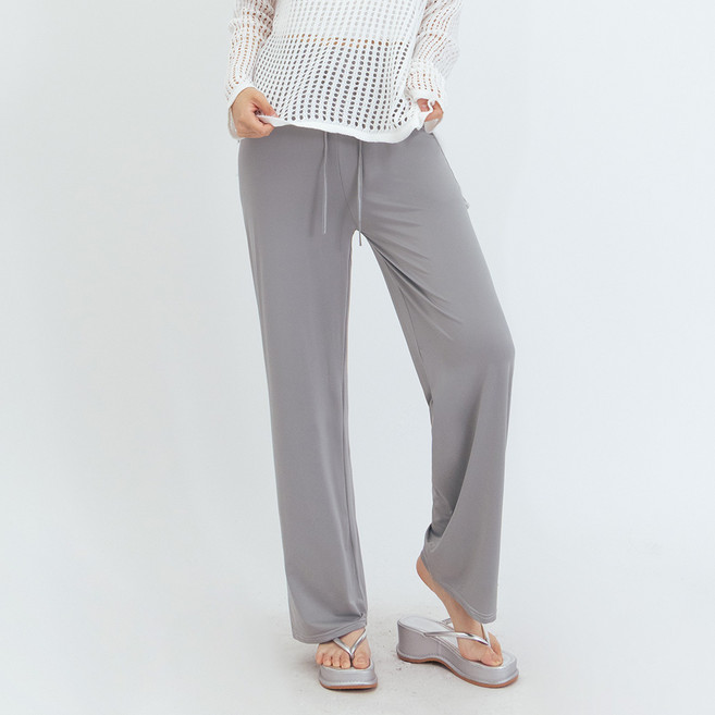 엘쏘 여성용 쫀득찰랑 와이드 트레이닝 밴딩 팬츠