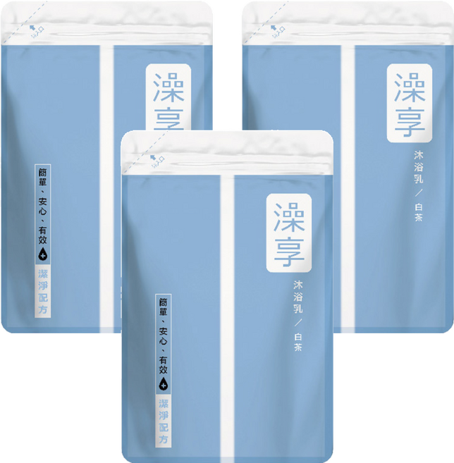 澡享 沐浴乳補充包 白茶, 650g, 3包