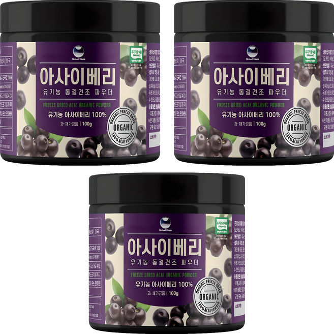 해나식품 유기농 동결건조 아사이베리 분말, 100g, 3개
