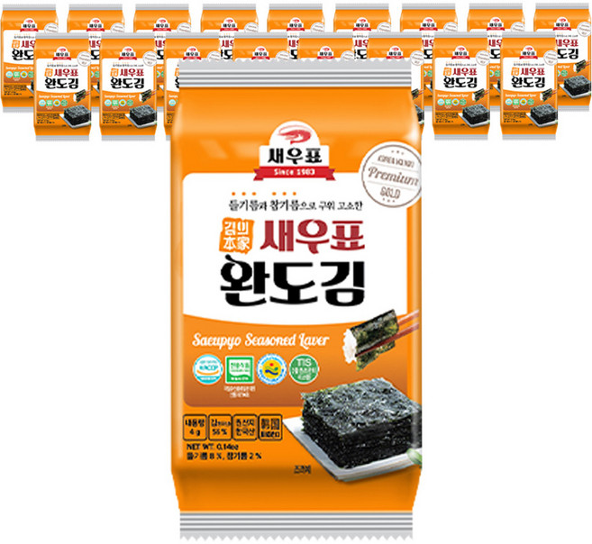 새우표 완도 프리미엄 도시락김, 4g, 18개