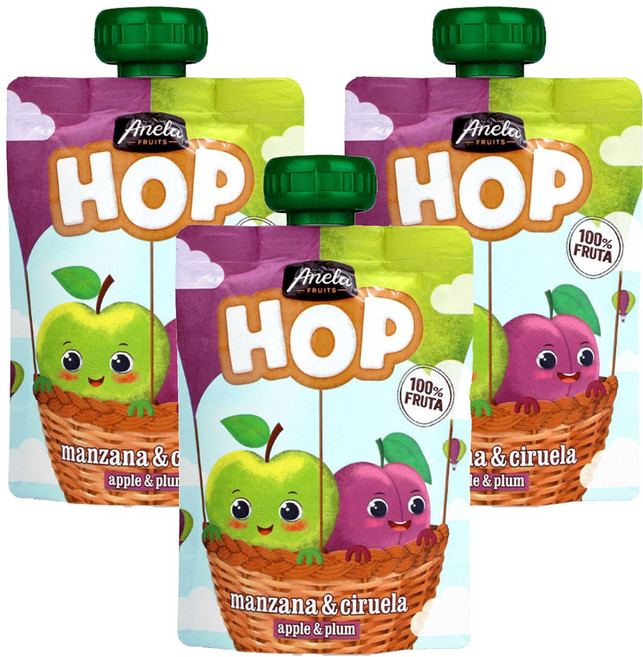 아넬라 HOP 과일 퓨레, 100g, 3개, 혼합맛(사과/생푸룬)