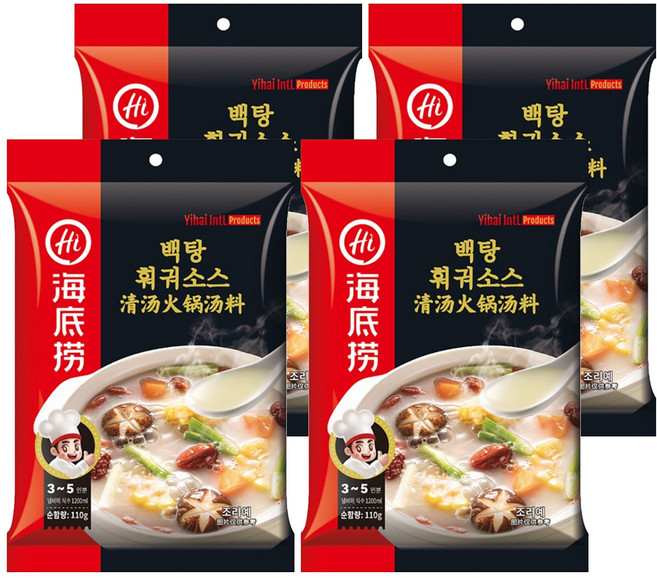 하이디라오 백탕 훠궈소스, 110g, 4개