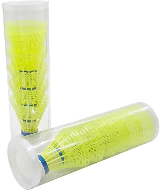 일상나눔 연습용 배드민턴 셔틀콕, 형광 옐로우, 12개입, 1세트