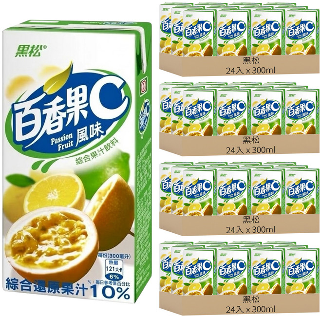黑松 果汁C系列 百香果, 300ml, 96入