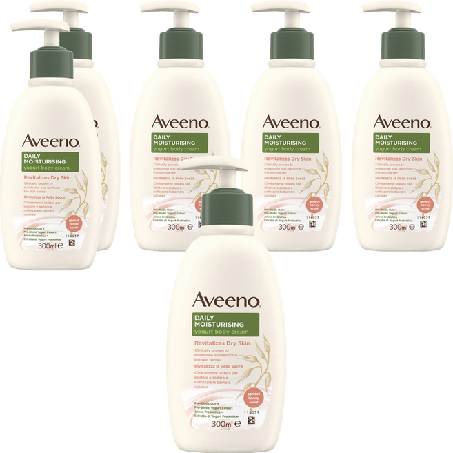 Aveeno 保濕乳 蜂蜜杏桃優格, 300ml, 6瓶