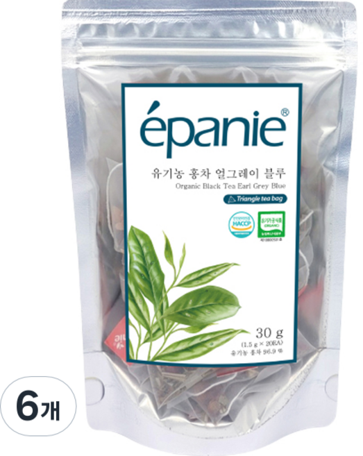 에빠니 유기농 홍차 얼그레이 블루, 1.5g, 20개입, 6개