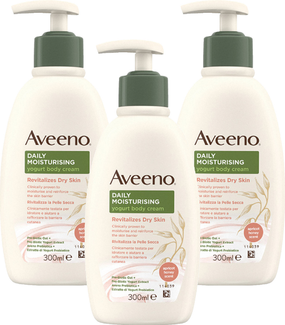 Aveeno 保濕乳 蜂蜜杏桃優格, 300ml, 3瓶