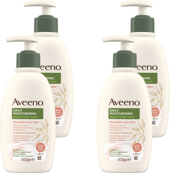Aveeno 保濕乳 蜂蜜杏桃優格, 300ml, 4瓶