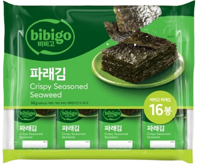 비비고 파래김 도시락김 12p, 4g, 16개