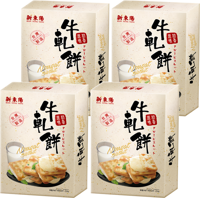 新東陽 牛軋餅 原味奶香 18包入, 252g, 4盒