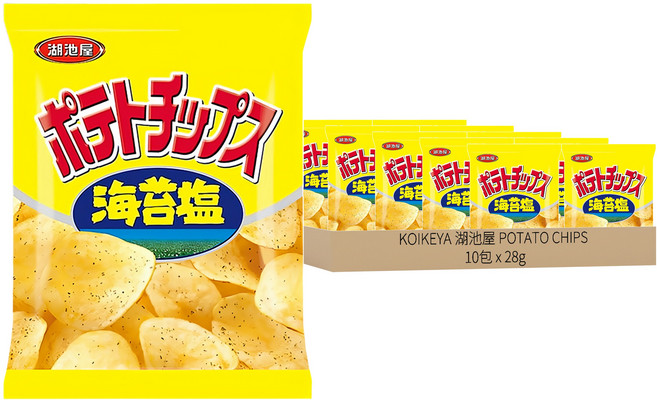 KOIKEYA 湖池屋 POTATO CHIPS 平切洋芋片 海苔鹽口味, 28g, 10包