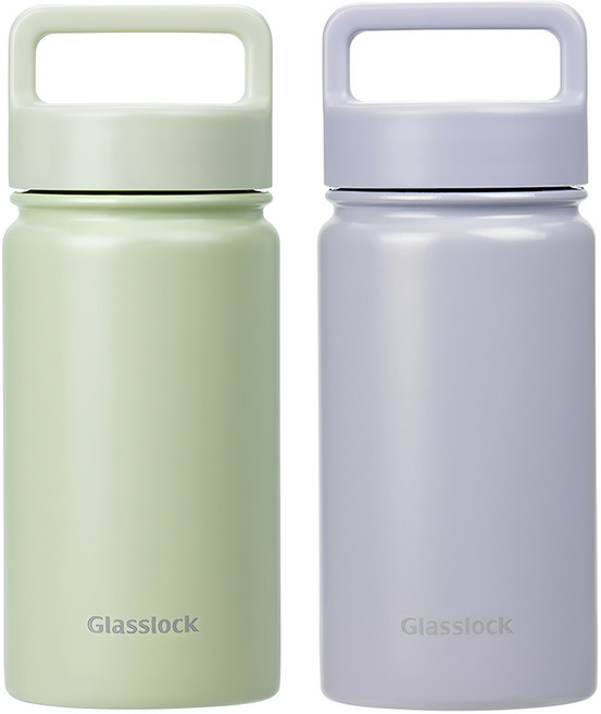 글라스락 스포티 핸들 텀블러 2p, 페일그린 + 페일 라벤더, 350ml, 1세트