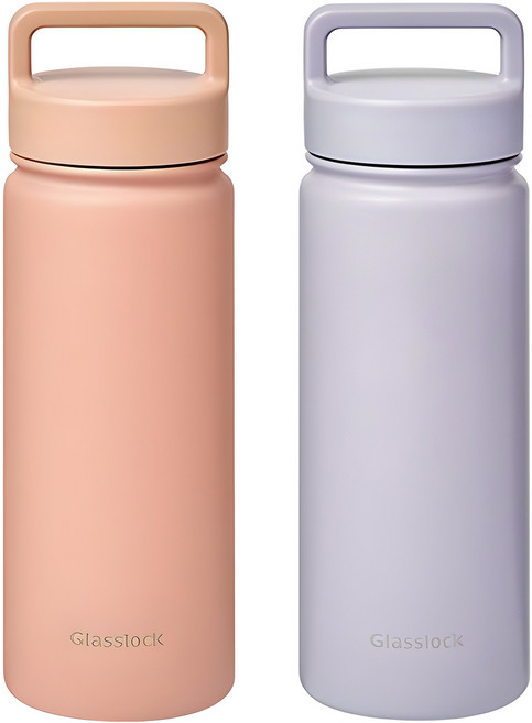 글라스락 스포티 핸들 텀블러 2p, 페일핑크 + 페일라벤더, 500ml, 1세트
