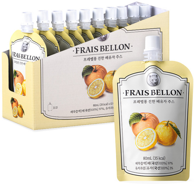 프레벨롱 진한 배유자 주스, 80ml, 10개