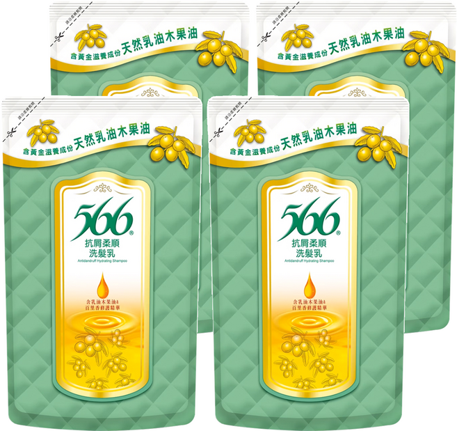 566 抗屑柔順洗髮乳 補充包, 510g, 4包