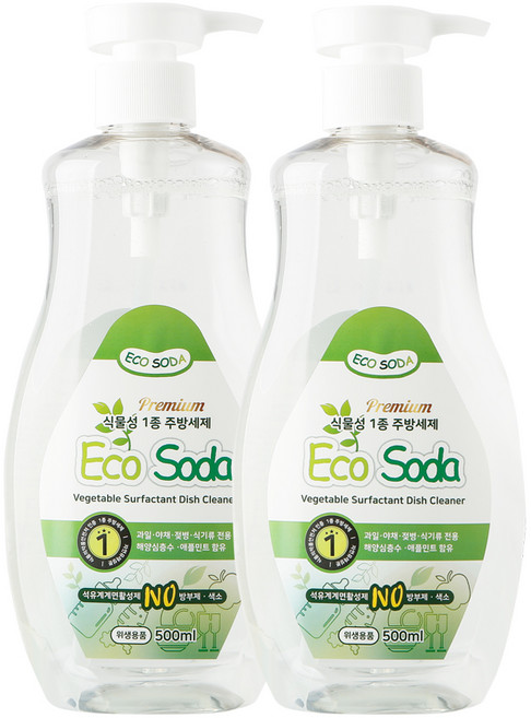 에코소다 식물성 주방세제, 500ml, 2개