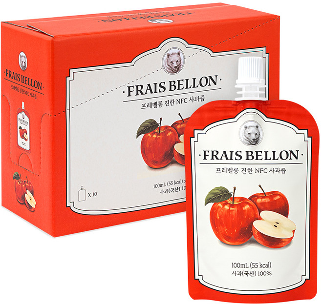 프레벨롱 진한 NFC 사과즙, 10개, 100ml