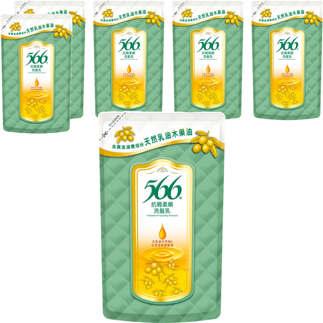 566 抗屑柔順洗髮乳 補充包, 510g, 6包