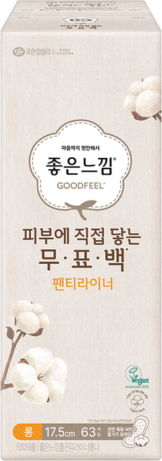 좋은느낌 무표백 팬티라이너, 롱, 63개입, 1개