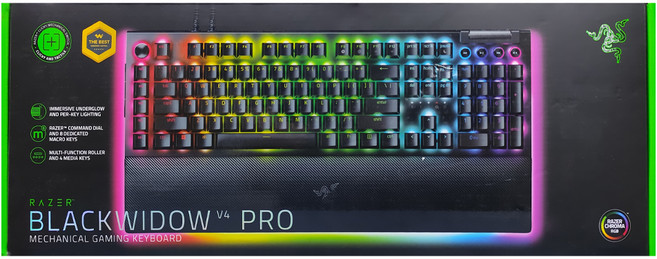 RAZER 雷蛇 BlackWidow 黑寡婦 V4 PRO 幻彩版 機械式電競鍵盤 (中文), 黑色, RZ03-04681600-R3T1, 綠軸