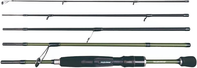 YUSHANG 漁鄉釣具 敬多路亞 綠川 Green River 5節 多節竿, 綠色 + 藍色 + 黑色