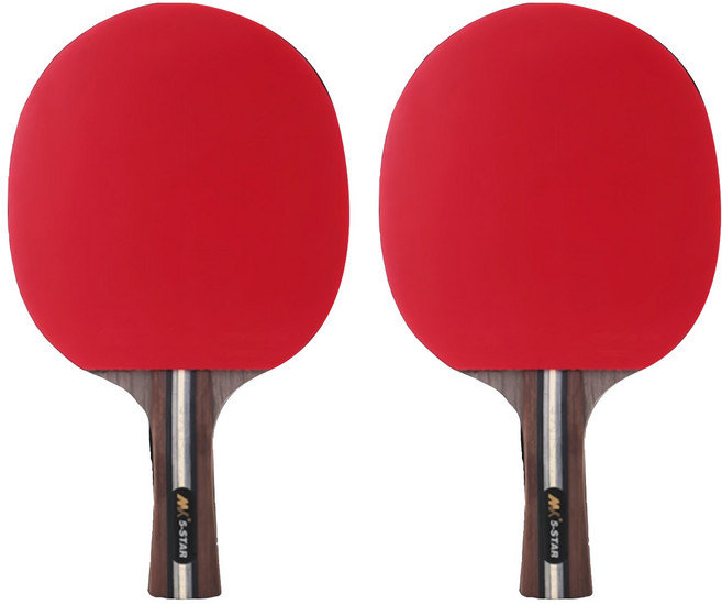 MK 乒乓球拍 五星 2支 含球袋+3顆40+ABS乒乓球, 1組