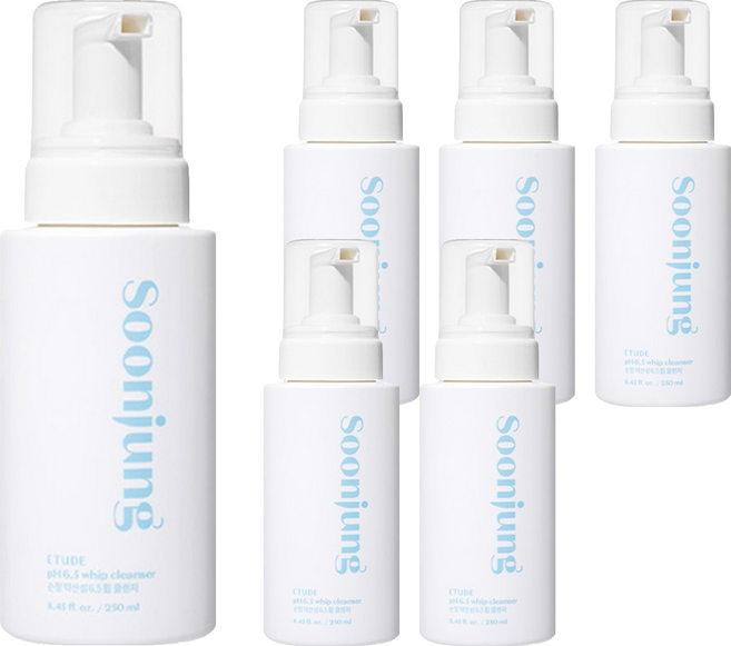 에뛰드 순정 약산성 6.5 휩 클렌저, 250ml, 6개