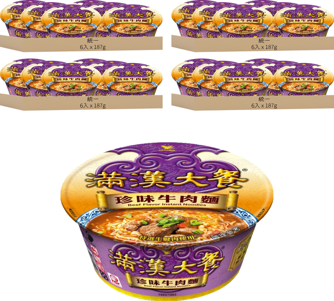 統一 滿漢大餐 珍味牛肉麵 187g, 24入