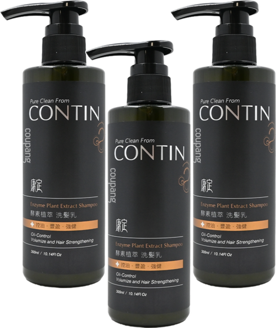 CONTIN 康定 酵素植萃洗髮乳, 3瓶, 300ml