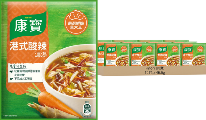 Knorr 康寶 自然原味 港式酸辣濃湯, 46.6g, 12包