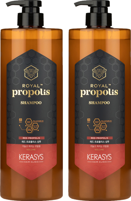 KERASYS 蜂王漿活力光澤洗髮精 紅蜂膠 玫瑰水、玫瑰果油萃取, 1L, 2瓶
