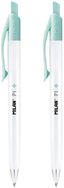 MILAN P1 工業級銀離子抗菌原子筆 嚴選德國油墨筆芯, 藍色, 2支