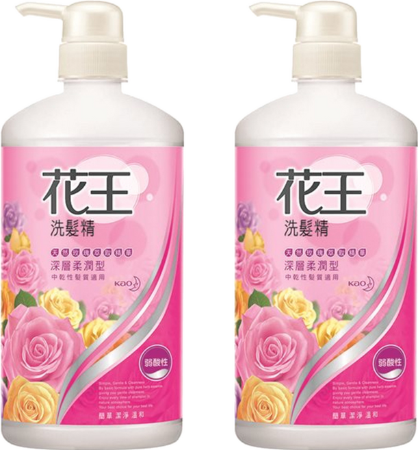 Kao 花王 洗髮精 弱酸性深層柔潤型 天然玫瑰萃取精華 溫和洗淨 中性髮質適用, 750ml, 2瓶