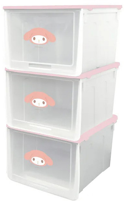 收納王妃 三麗鷗 防塵收納鞋盒, 美樂蒂粉底 白色, 1組